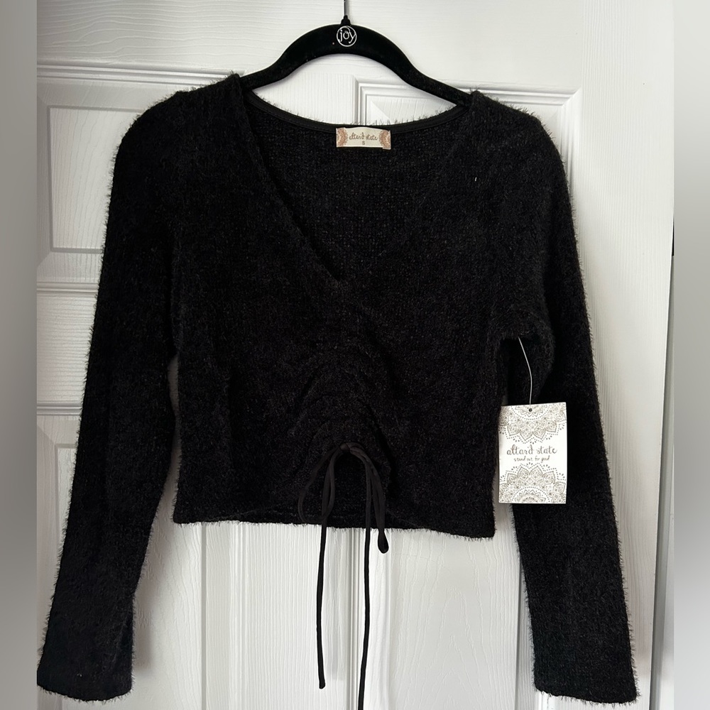 NWT Altar’d State Black Ruched Crop Sweater